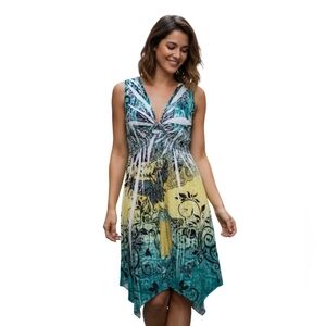 Vintage Y2K Bedazzled Handkerchief Hem Midi Dress